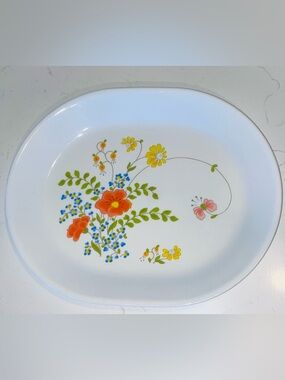 Vtg Corelle By Corning Wildflower 1970s Oval Serving Platter 12x10 USA